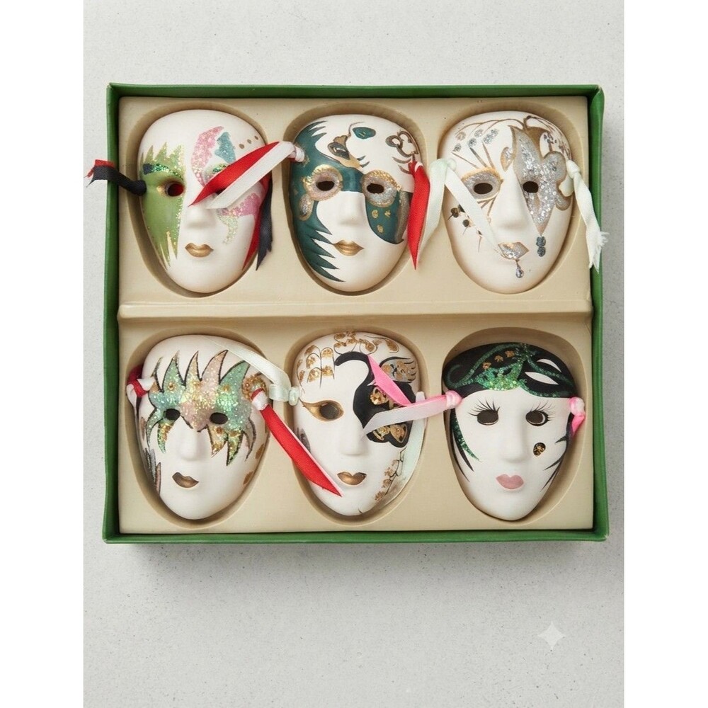 Vintage Ceramic Wall Masks Set of 6 NIB Small Decorative Mask